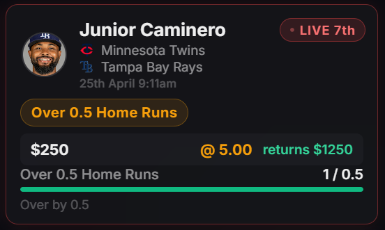 Live bet tracking — past the line
