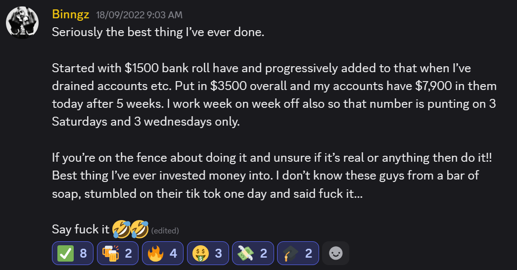 Verified DegenToPro member profit — posted in Discord