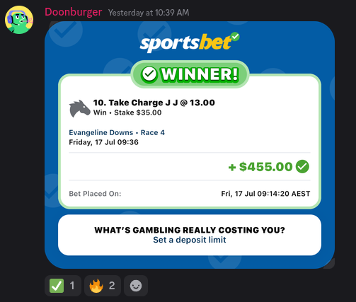 Member win posted in the DegenToPro Discord
