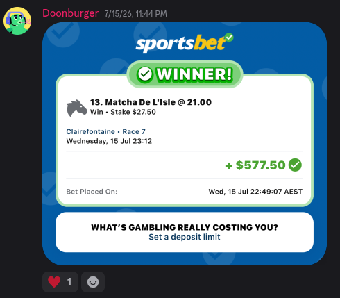 Member win posted in the DegenToPro Discord